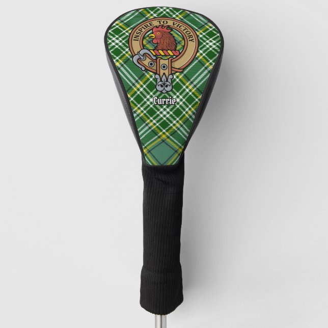 Clan Currie Rooster Crest over Tartan Golf Head Cover (Front)