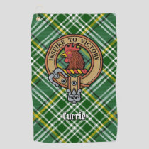 Clan Currie Rooster Crest over Tartan Golf Towel