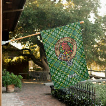 Clan Currie Rooster Crest over Tartan House Flag