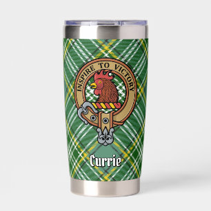 Clan Currie Rooster Crest over Tartan Insulated Tumbler
