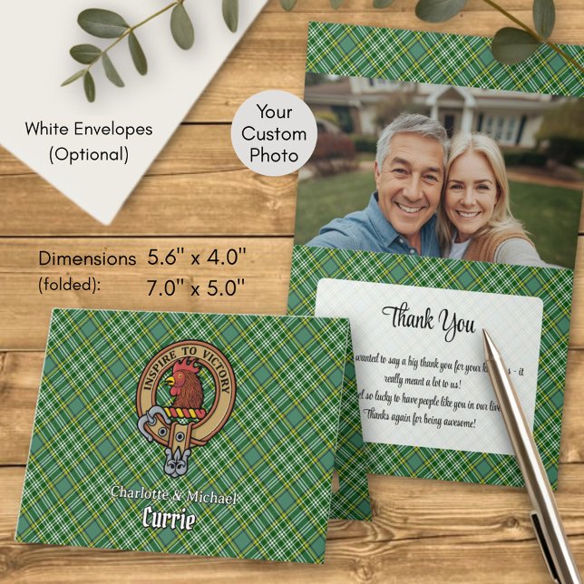 Clan Currie Rooster Crest over Tartan Invitation (Creator Uploaded)