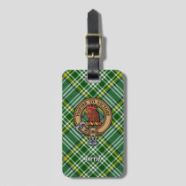 Clan Currie Rooster Crest over Tartan Luggage Tag