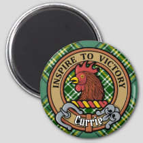 Clan Currie Rooster Crest over Tartan Magnet
