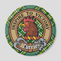 Clan Currie Rooster Crest over Tartan Magnet