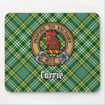 Clan Currie Rooster Crest over Tartan Mouse Pad