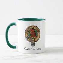 Clan Currie Rooster Crest over Tartan Mug