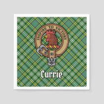 Clan Currie Rooster Crest over Tartan Napkins