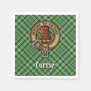 Clan Currie Rooster Crest over Tartan Napkins