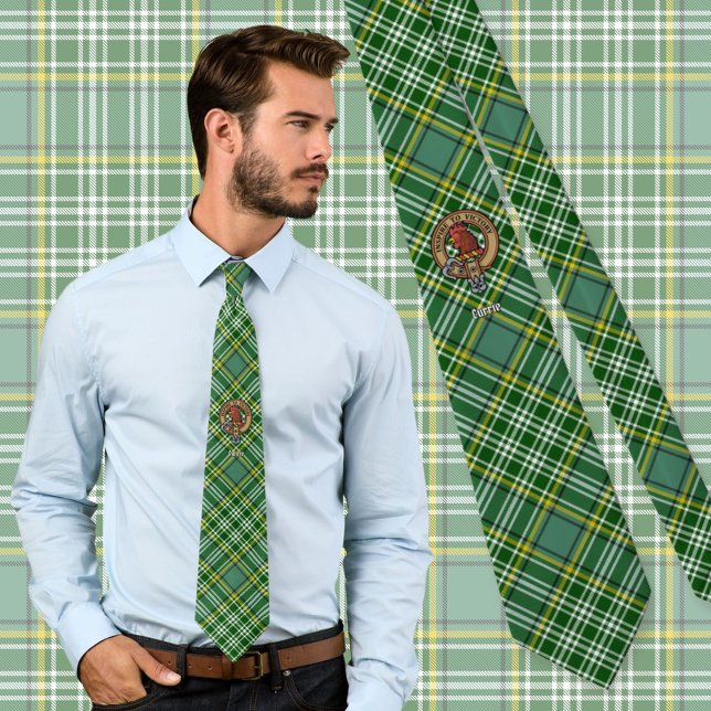 Clan Currie Rooster Crest over Tartan Neck Tie (Creator Uploaded)