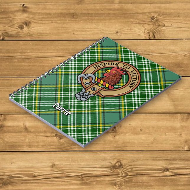 Clan Currie Rooster Crest over Tartan Notebook (Creator Uploaded)
