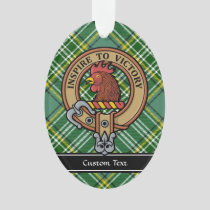 Clan Currie Rooster Crest over Tartan Ornament