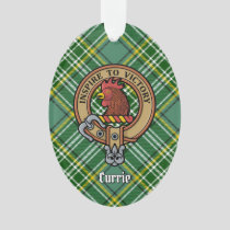 Clan Currie Rooster Crest over Tartan Ornament