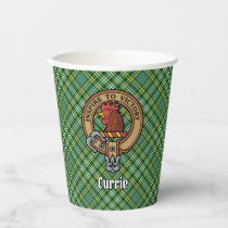 Clan Currie Rooster Crest over Tartan Paper Cups