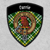 Clan Currie Rooster Crest over Tartan Patch