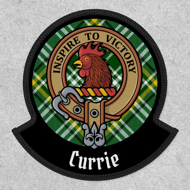 Clan Currie Rooster Crest over Tartan Patch (Front)