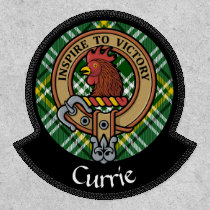 Clan Currie Rooster Crest over Tartan Patch