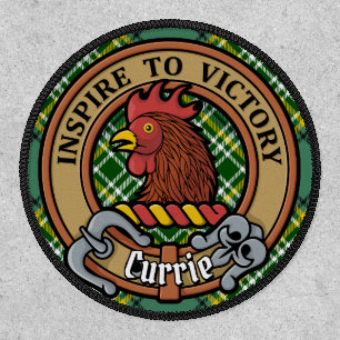 Clan Currie Rooster Crest over Tartan Patch