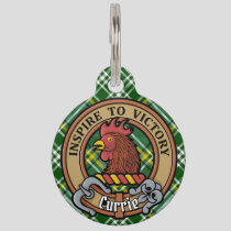 Clan Currie Rooster Crest over Tartan Pet ID Tag