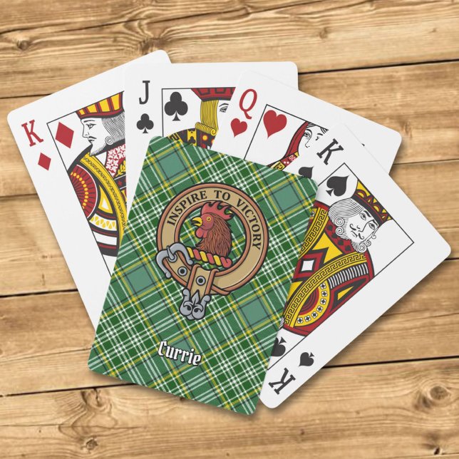 Clan Currie Rooster Crest over Tartan Poker Cards (Creator Uploaded)