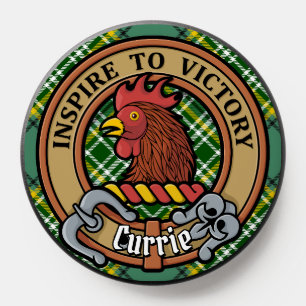 Clan Currie Rooster Crest over Tartan PopSocket
