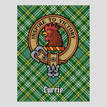 Clan Currie Rooster Crest over Tartan Poster