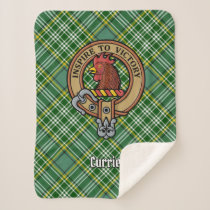 Clan Currie Rooster Crest over Tartan Sherpa Blanket