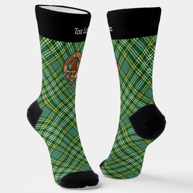 Clan Currie Rooster Crest over Tartan Socks (Angled)