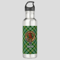 Clan Currie Rooster Crest over Tartan Stainless Steel Water Bottle