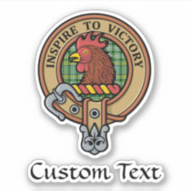 Clan Currie Rooster Crest over Tartan Sticker