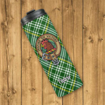 Clan Currie Rooster Crest over Tartan Thermal Tumbler