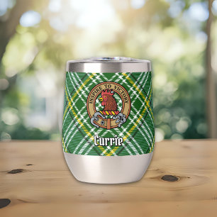 Clan Currie Rooster Crest over Tartan Thermal Wine Tumbler
