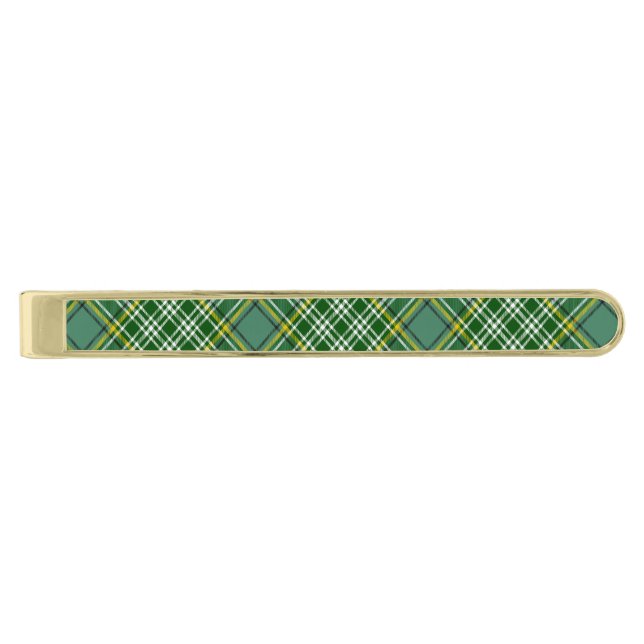 Clan Currie Tartan Gold Finish Tie Bar (Front)