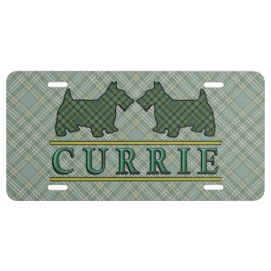 Clan Currie Tartan Scottie Dogs License Plate