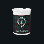 Clan Davidson Crest Badge and Tartan  Beverage Pitcher<br><div class="desc">Scottish Clan Davidson tartan plaid pattern background with crest badge and customizable text overlay</div>