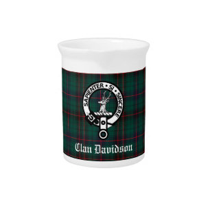 Clan Davidson Crest Badge and Tartan  Beverage Pitcher