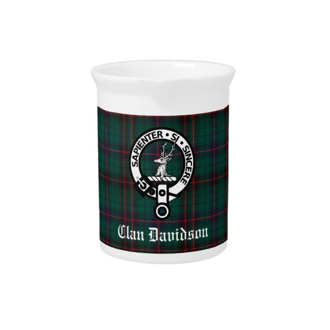 Clan Davidson Crest Badge and Tartan  Beverage Pitcher (Front)