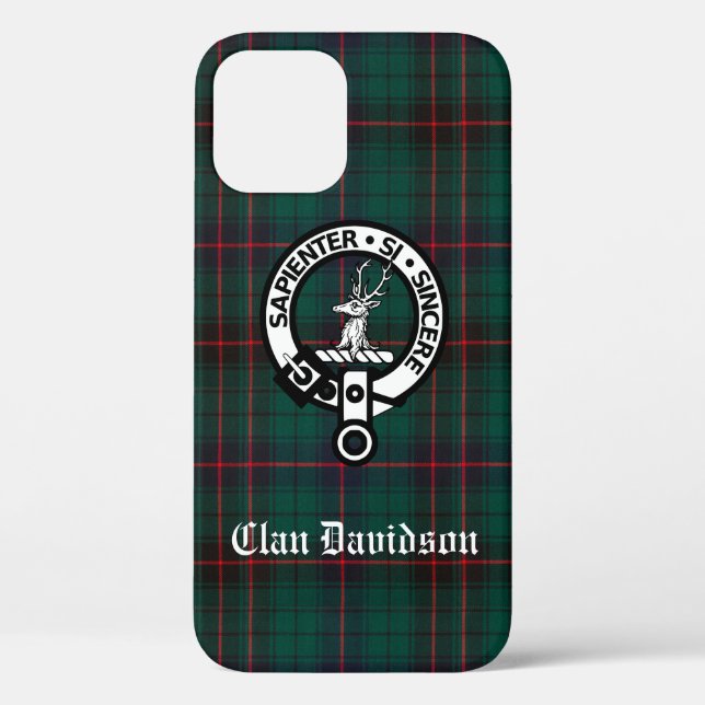 Clan Davidson Crest Badge and Tartan Case-Mate iPhone Case (Back)