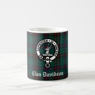Clan Davidson Crest Badge and Tartan Customizable Coffee Mug