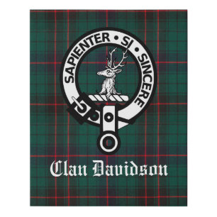Clan Davidson Crest Badge and Tartan Faux Canvas Print
