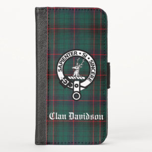 Clan Davidson Crest Badge and Tartan iPhone X Wallet Case