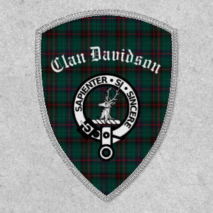 Clan Davidson Crest Badge and Tartan Iron On Patch