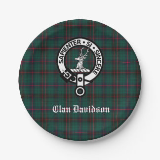 Clan Davidson Crest Badge and Tartan  Paper Plates