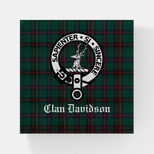 Clan Davidson Crest Badge and Tartan Paperweight