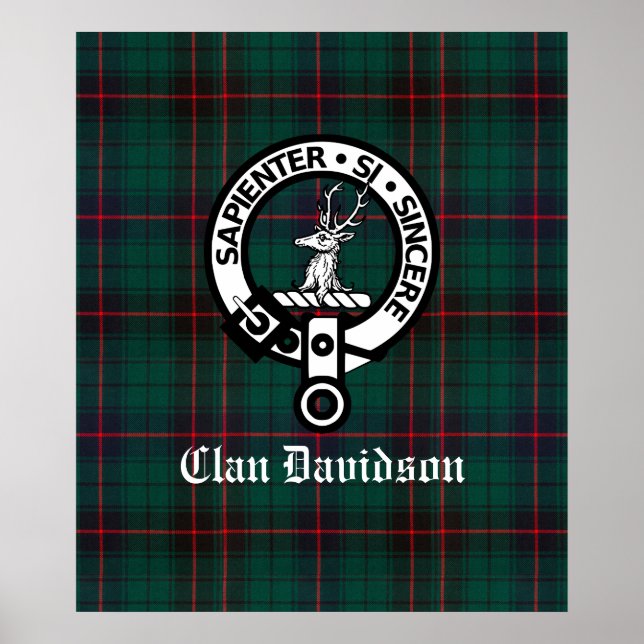Clan Davidson Crest Badge and Tartan Poster (Front)