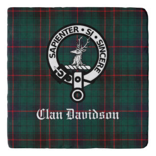 Clan Davidson Crest Badge and Tartan Trivet