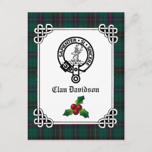 Clan Davidson Crest Badge & Tartan Holiday Postcard