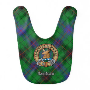 Clan Davidson Crest over Tartan Baby Bib