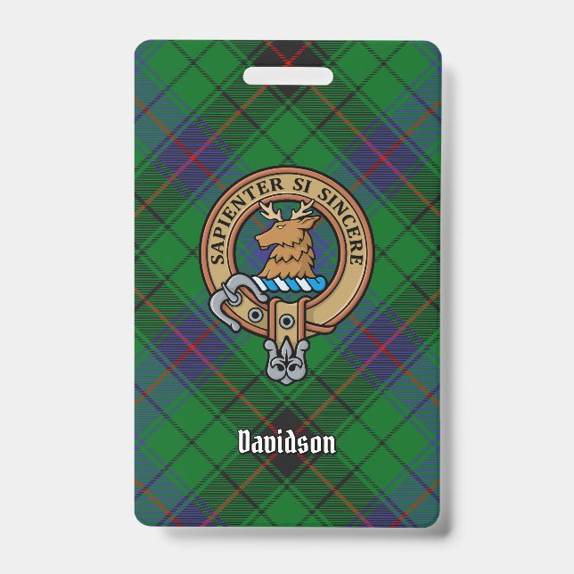 Clan Davidson Crest over Tartan Badge (Front)