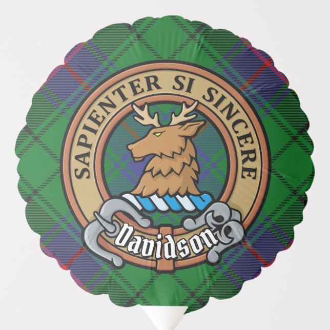 Clan Davidson Crest over Tartan Balloon (Front)