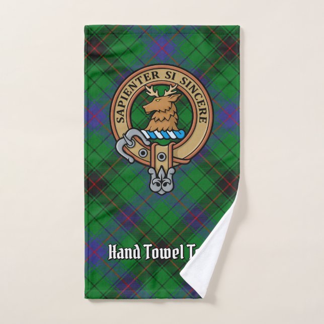 Clan Davidson Crest over Tartan Bath Towel Set (Hand Towel)